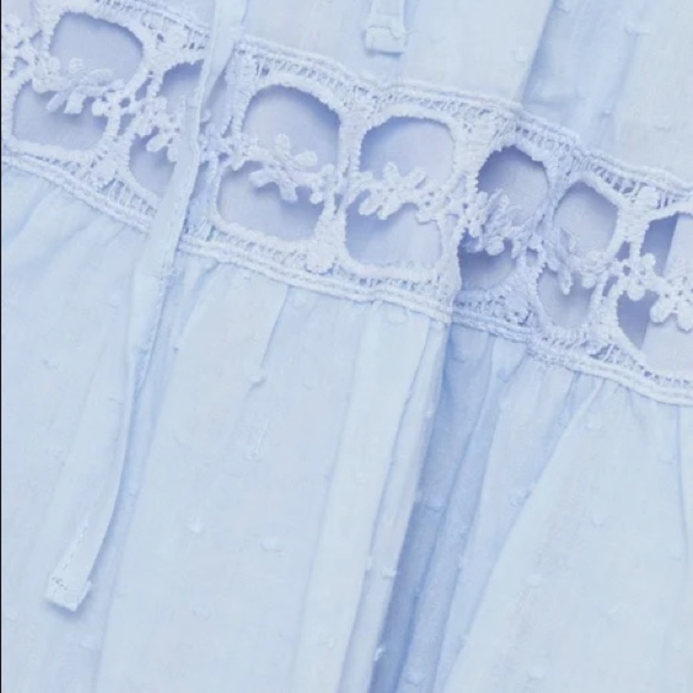 Ally Blue Cotton Lace Skater Skirt - Picture 3 of 5